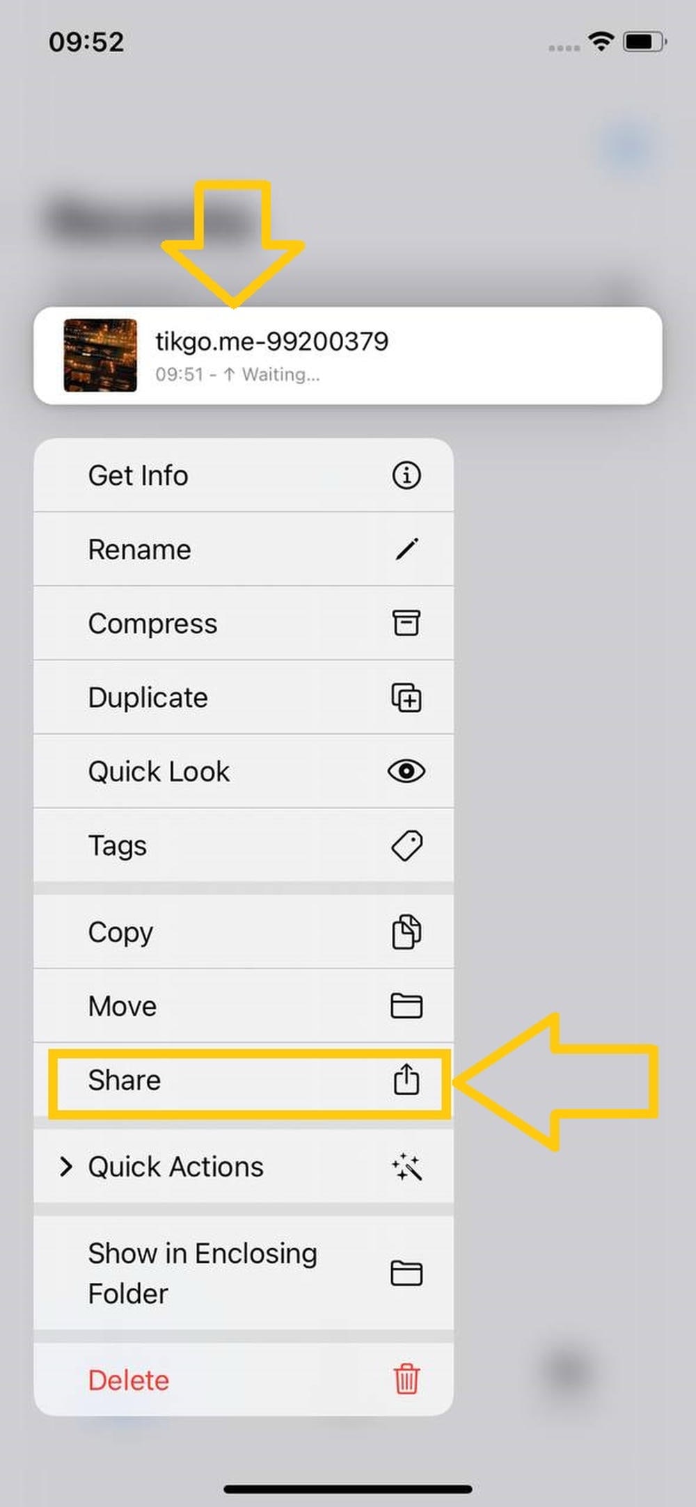 Lange drücken zum Teilen